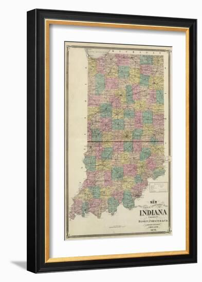 New Sectional and Township Map of Indiana, c.1876-A^ T^ Andreas-Framed Art Print