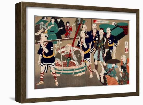 New Selections of Eastern Brocade Pictures - Hikozaemon in a Tub-Yoshitoshi Tsukioka-Framed Giclee Print