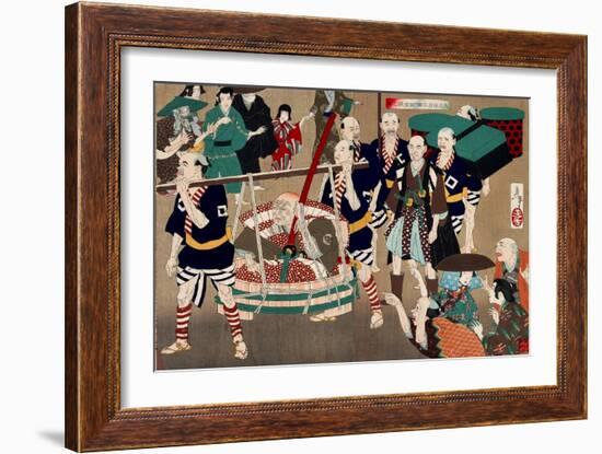 New Selections of Eastern Brocade Pictures - Hikozaemon in a Tub-Yoshitoshi Tsukioka-Framed Giclee Print