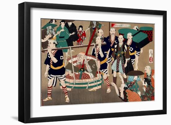 New Selections of Eastern Brocade Pictures - Hikozaemon in a Tub-Yoshitoshi Tsukioka-Framed Giclee Print