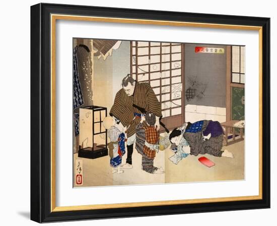 New Selections of Eastern Brocade Pictures - Sakura Sogoro and Family-Yoshitoshi Tsukioka-Framed Giclee Print