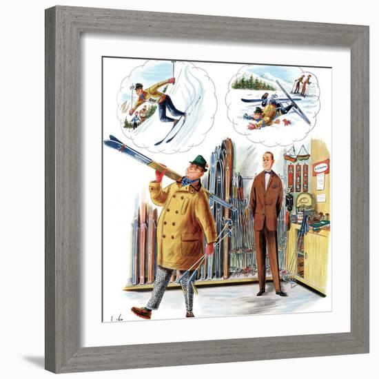 "New Skier," March 4, 1961-Constantin Alajalov-Framed Giclee Print