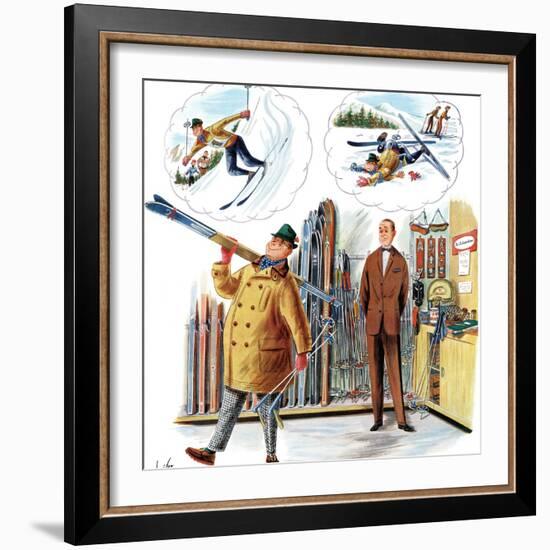 "New Skier," March 4, 1961-Constantin Alajalov-Framed Giclee Print