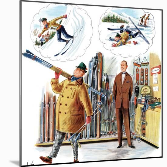 "New Skier," March 4, 1961-Constantin Alajalov-Mounted Giclee Print