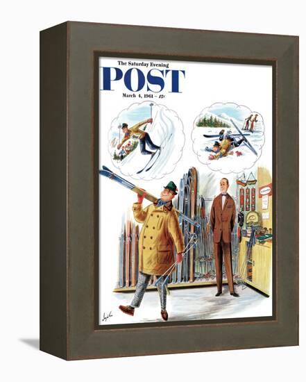 "New Skier," Saturday Evening Post Cover, March 4, 1961-Constantin Alajalov-Framed Premier Image Canvas