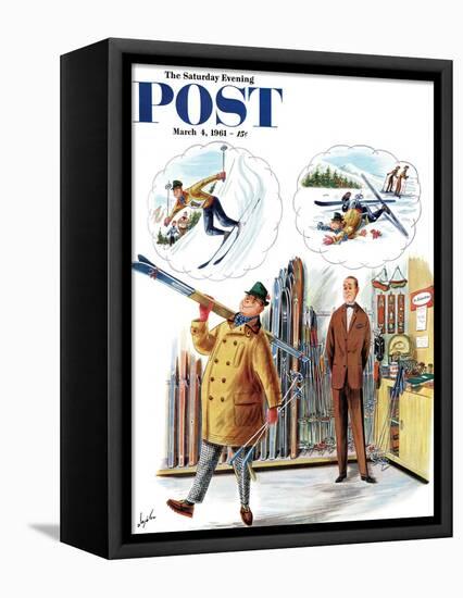 "New Skier," Saturday Evening Post Cover, March 4, 1961-Constantin Alajalov-Framed Premier Image Canvas