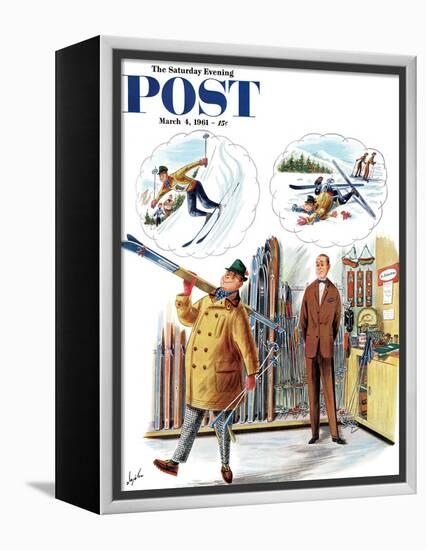 "New Skier," Saturday Evening Post Cover, March 4, 1961-Constantin Alajalov-Framed Premier Image Canvas