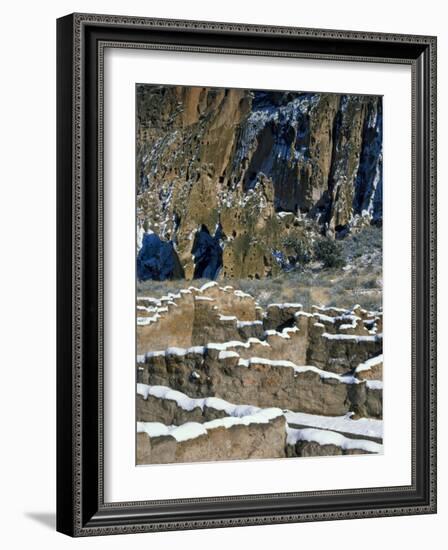 New Snow on Broken Walls of Tyuoni Ruin, Bandelier National Monument, New Mexico, USA-Scott T^ Smith-Framed Photographic Print