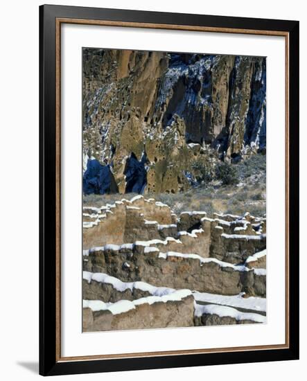 New Snow on Broken Walls of Tyuoni Ruin, Bandelier National Monument, New Mexico, USA-Scott T^ Smith-Framed Photographic Print