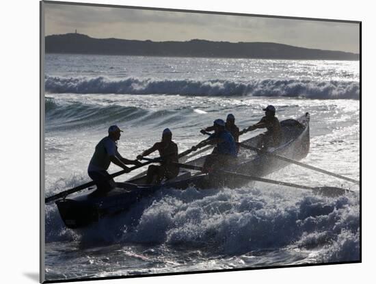 New South Wales, A Surfboat Crew Battles Through Waves at Cronulla Beach in Sydney, Australia-Andrew Watson-Mounted Photographic Print