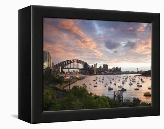 New South Wales, Lavendar Bay Toward the Habour Bridge and the Skyline of Central Sydney, Australia-Andrew Watson-Framed Premier Image Canvas