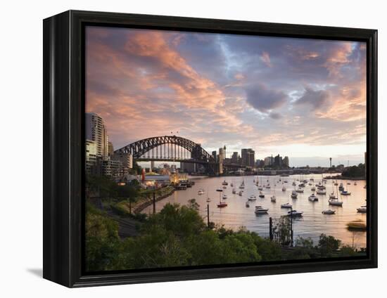 New South Wales, Lavendar Bay Toward the Habour Bridge and the Skyline of Central Sydney, Australia-Andrew Watson-Framed Premier Image Canvas