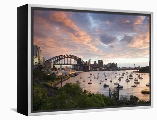 New South Wales, Lavendar Bay Toward the Habour Bridge and the Skyline of Central Sydney, Australia-Andrew Watson-Framed Premier Image Canvas