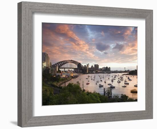 New South Wales, Lavendar Bay Toward the Habour Bridge and the Skyline of Central Sydney, Australia-Andrew Watson-Framed Photographic Print