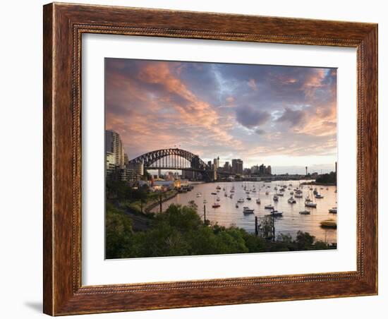 New South Wales, Lavendar Bay Toward the Habour Bridge and the Skyline of Central Sydney, Australia-Andrew Watson-Framed Photographic Print