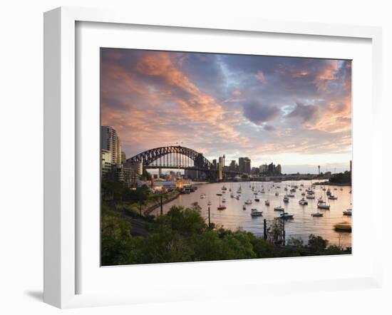 New South Wales, Lavendar Bay Toward the Habour Bridge and the Skyline of Central Sydney, Australia-Andrew Watson-Framed Photographic Print