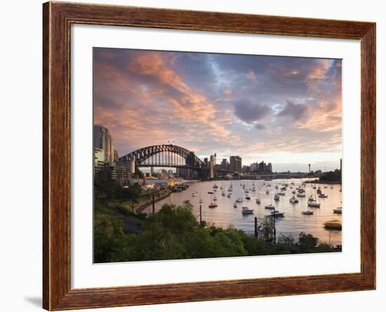 New South Wales, Lavendar Bay Toward the Habour Bridge and the Skyline of Central Sydney, Australia-Andrew Watson-Framed Photographic Print