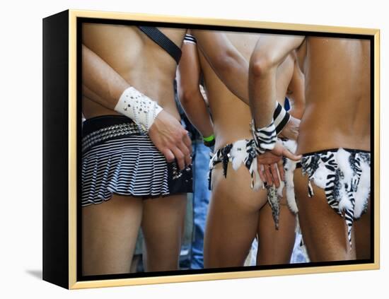 New South Wales, Sydney, Racy Outfits and Good Looking Bodies at the Annual Sydney Gay and Lesbian -Andrew Watson-Framed Premier Image Canvas