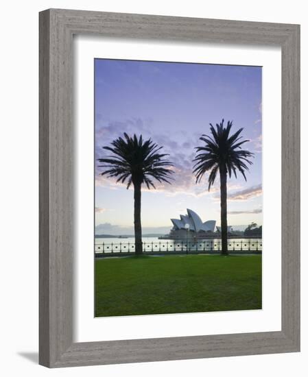 New South Wales, Sydney, Sydney Opera House Through Palms, Australia-Walter Bibikow-Framed Photographic Print