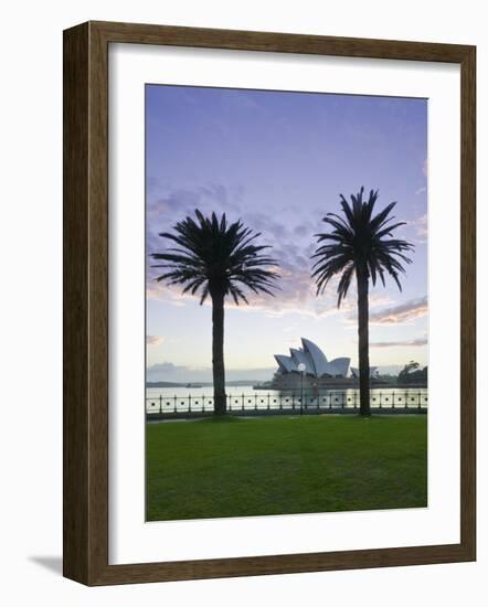 New South Wales, Sydney, Sydney Opera House Through Palms, Australia-Walter Bibikow-Framed Photographic Print