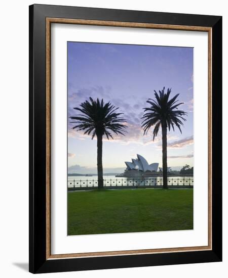 New South Wales, Sydney, Sydney Opera House Through Palms, Australia-Walter Bibikow-Framed Photographic Print