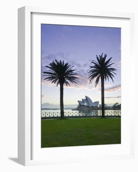 New South Wales, Sydney, Sydney Opera House Through Palms, Australia-Walter Bibikow-Framed Photographic Print