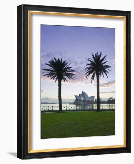 New South Wales, Sydney, Sydney Opera House Through Palms, Australia-Walter Bibikow-Framed Photographic Print