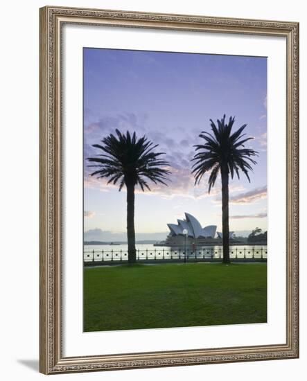 New South Wales, Sydney, Sydney Opera House Through Palms, Australia-Walter Bibikow-Framed Photographic Print