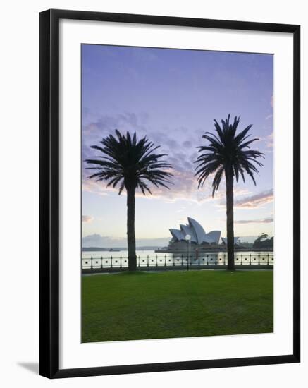 New South Wales, Sydney, Sydney Opera House Through Palms, Australia-Walter Bibikow-Framed Photographic Print