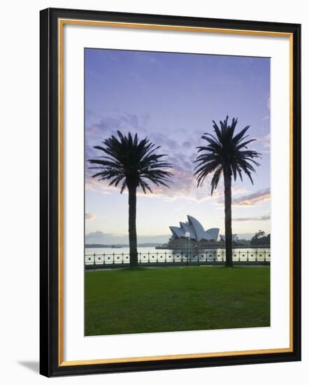 New South Wales, Sydney, Sydney Opera House Through Palms, Australia-Walter Bibikow-Framed Photographic Print