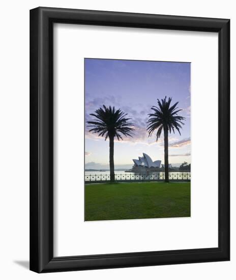 New South Wales, Sydney, Sydney Opera House Through Palms, Australia-Walter Bibikow-Framed Photographic Print