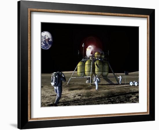 New Spaceship to the Moon, Four Astronauts Could Land on the Moon in the New Lander-Stocktrek Images-Framed Photographic Print