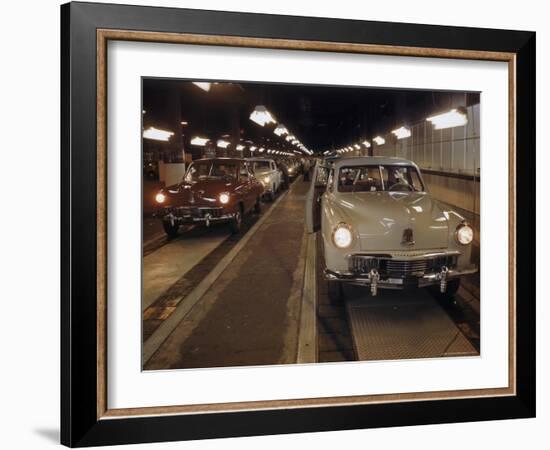 New Studebakers Coming Off the Assembly Line in South Bend, Indiana. 1946-Bernard Hoffman-Framed Photographic Print