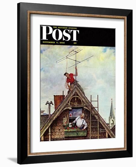 "New T.V. Set" Saturday Evening Post Cover, November 5,1949-Norman Rockwell-Framed Giclee Print