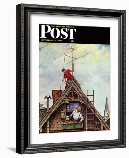 "New T.V. Set" Saturday Evening Post Cover, November 5,1949-Norman Rockwell-Framed Giclee Print