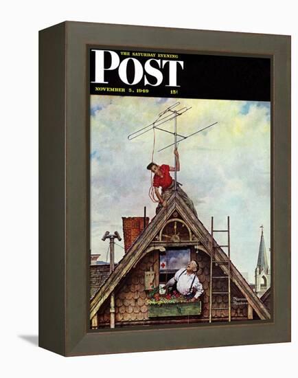 "New T.V. Set" Saturday Evening Post Cover, November 5,1949-Norman Rockwell-Framed Premier Image Canvas