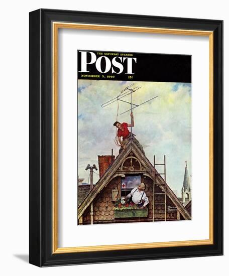 "New T.V. Set" Saturday Evening Post Cover, November 5,1949-Norman Rockwell-Framed Giclee Print