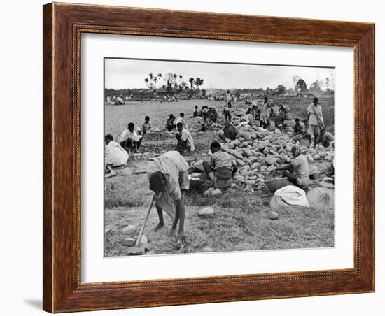 New Taxi-Strip Foundations are Laid by Natives of Assam Valley, Doubling China-India Air Traffic-William Vandivert-Framed Photographic Print