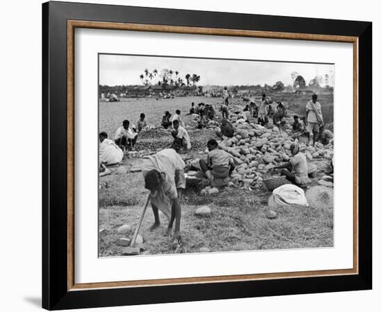 New Taxi-Strip Foundations are Laid by Natives of Assam Valley, Doubling China-India Air Traffic-William Vandivert-Framed Photographic Print