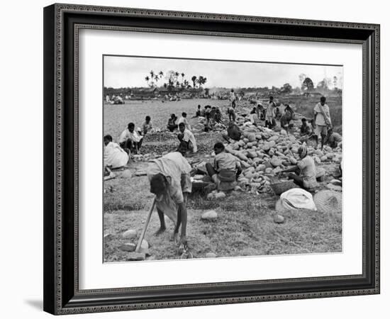 New Taxi-Strip Foundations are Laid by Natives of Assam Valley, Doubling China-India Air Traffic-William Vandivert-Framed Photographic Print