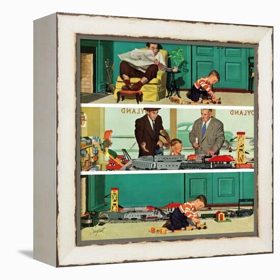 "New Toy Train", December 19, 1953-Richard Sargent-Framed Premier Image Canvas