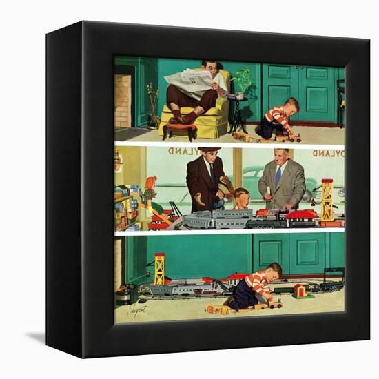 "New Toy Train", December 19, 1953-Richard Sargent-Framed Premier Image Canvas