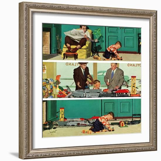 "New Toy Train", December 19, 1953-Richard Sargent-Framed Giclee Print