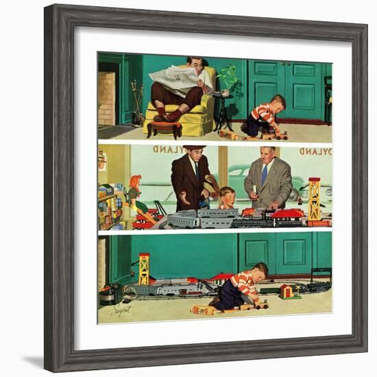 "New Toy Train", December 19, 1953-Richard Sargent-Framed Giclee Print