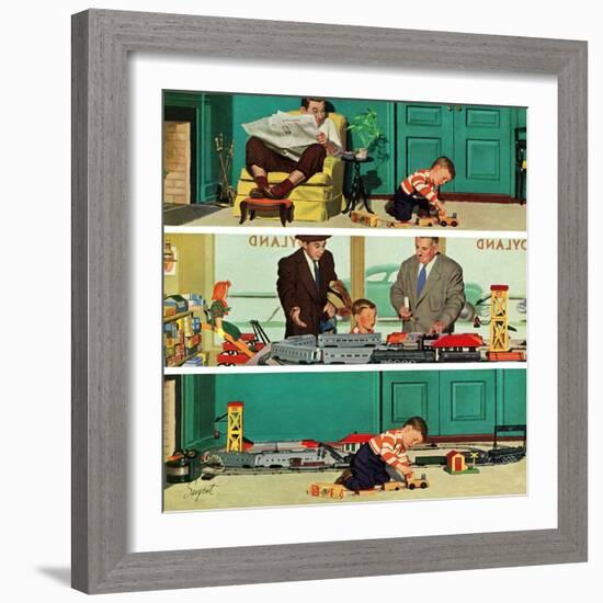 "New Toy Train", December 19, 1953-Richard Sargent-Framed Giclee Print