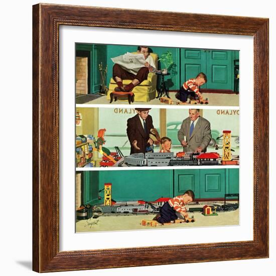 "New Toy Train", December 19, 1953-Richard Sargent-Framed Giclee Print