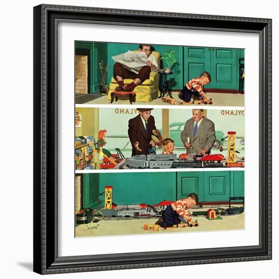 "New Toy Train", December 19, 1953-Richard Sargent-Framed Giclee Print