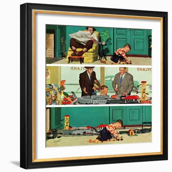 "New Toy Train", December 19, 1953-Richard Sargent-Framed Giclee Print