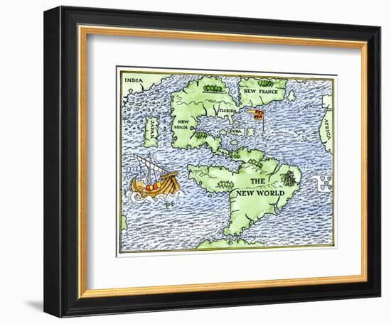 New World Geography According to a Mapmaker of 1540-null-Framed Giclee Print