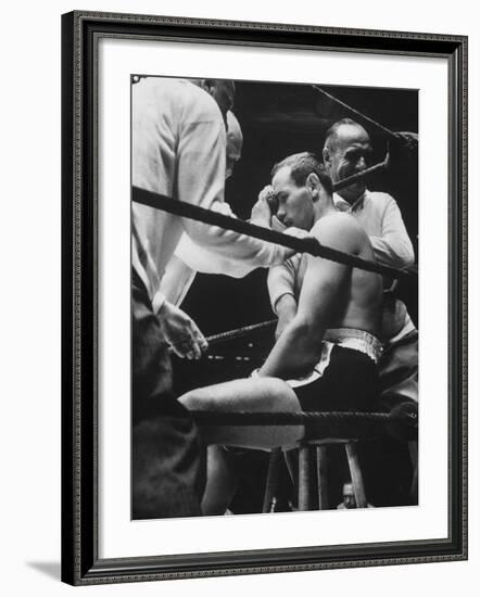 New World Heavyweight Champion Ingemar Johansson Wins Title from Floyd Patterson at Yankee Stadium-George Silk-Framed Premium Photographic Print